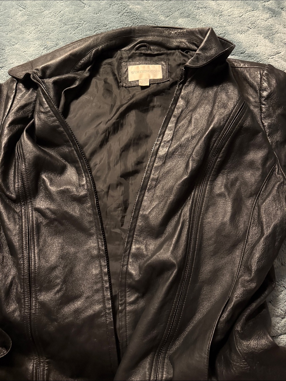 Worthington Black Women's Leather Zip-Front Jacket